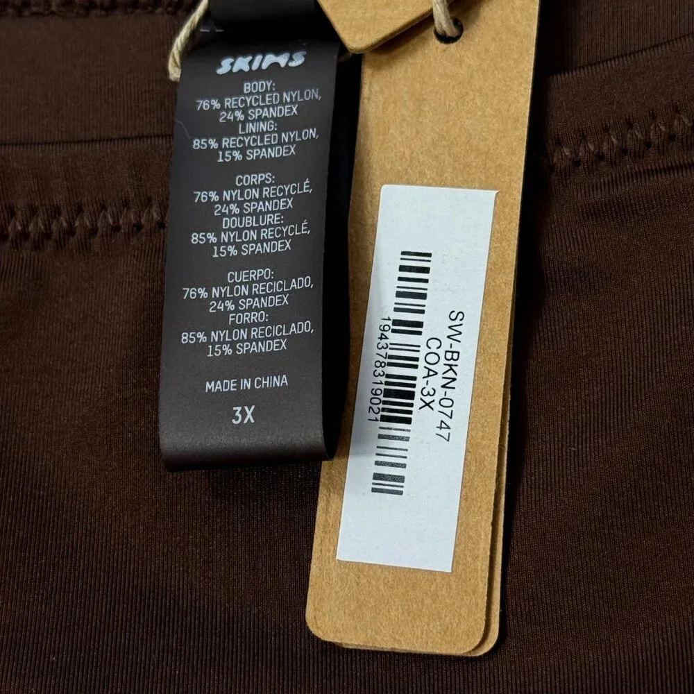 SKIMS‎ Swim Cheeky Tanga Bottoms Cocoa 3X